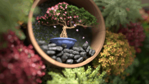 3D Visualization 3D rendering of a bonsai tree scene created for the Missouri Botanical Garden’s immersive video wall experience. This cinematic visualization features falling petals, layered foliage, and natural textures, designed for high-resolution storytelling displays. Created to support exhibit design, digital media integration, and botanical visualization.